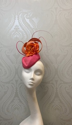 Pink orange fascinator - pink,
