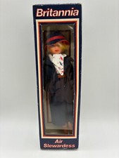 Vintage Britannia Airways Air Stewardess Toy Doll Figure Uniform Cabin Crew