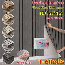 6X Thick Self-Adhesive Wooden Slats Panelling Wallpaper 3D Wood Panel Wall Panel