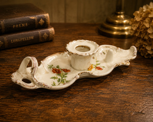 Vintage porcelain chamberstick - vintage,