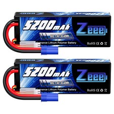 2X Zeee 7.4V 5200mAh 2S LiPo