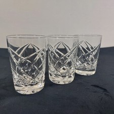 Royal Brierley Crystal Tumbler x3 3.5" 9cm Height 150ml Criss Cross Cut