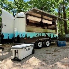 Stainless Steel Airstream Food Trailer w/ LED Glow & Full Kitchen Equipment
