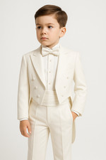 Boys Ivory Cream Tuxedo Tail