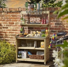 Rowlinson Garden Mini Bar Wooden Indoor Outdoor Side Table Station Storage