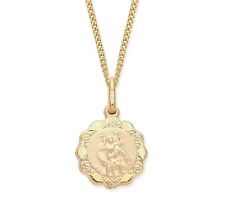 9ct Yellow Gold St Christopher Pendant / Necklace + 18 inch Chain
