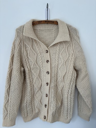 Hand knitted aran wool - wool, cable