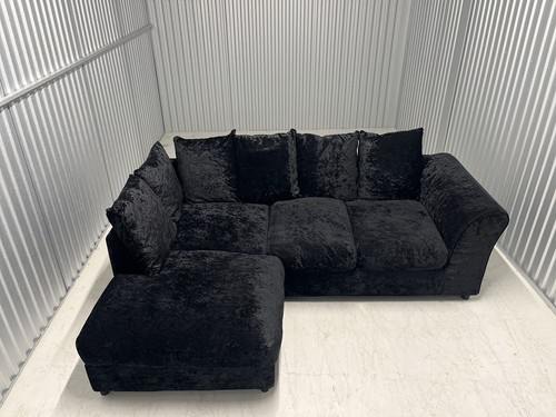 Black crushed velvet corner - black,