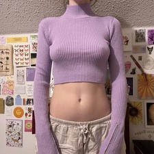 UNIF Lavender Ara Cropped Mock