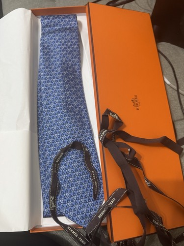 Hermes silk tie blue - hermes,
