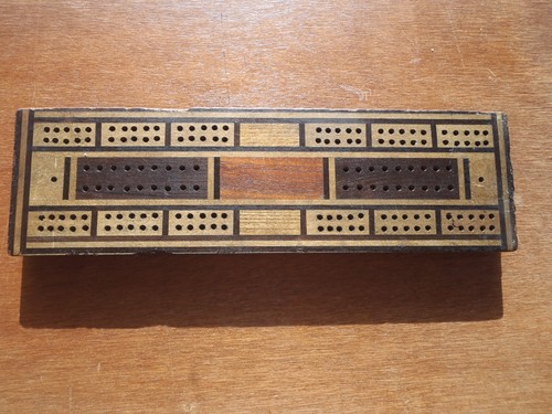 Antique inlaid cribbage - antique, board