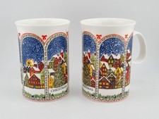 2 Dunoon Christmas Mugs Design By Sue Scullard Fine Bone China Rare VGC