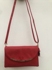 Orange/Red Faux Leather Clutch/Shoulder Bag Detach Straps - Shoulder And Wrist