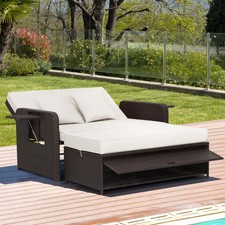 Patio Rattan Daybed Set Wicker