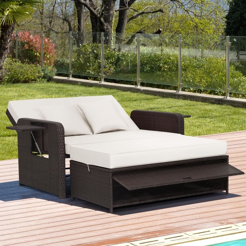 Patio rattan daybed - patio,