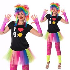 I Love 90s Neon Rainbow Tutu Skirt 90's Rave Fancy Dress T-Shirt Set Hen Party 