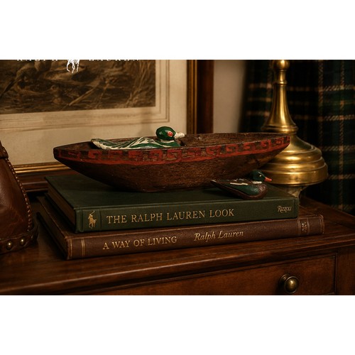 Vintage wooden canoe with - vintage,