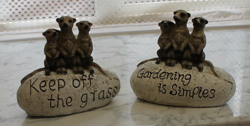 Pair meerkat garden statue - meerkat,
