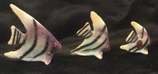 Vintage Bone China Miniature Tropical Fish / Angel Fish Family - 3 Piece Set