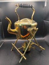 Vintage Brass Kettle On Stand