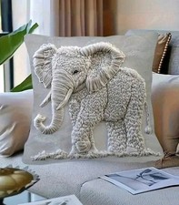 Beautiful Grey Elephant Printed Cushion Cover  Bohemian Ethnic