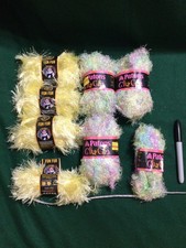 Lion Brand Fun Fur Eyelash Patrons Cha Cha Lot of 6+ 1.75 Oz Ea Bunny Hop Yellow
