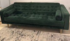 Green Velvet 3 Seater Tufted