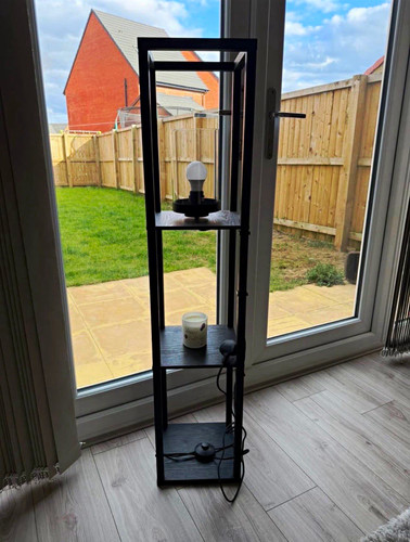 Black metal modern floor lamp - black,