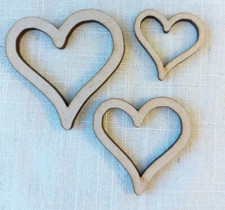 Wooden 4cm, 5cm And 6cm MDF Hearts Craft Shapes Embellishments Decoration Card