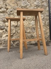 Pair of Solid Oak Bar Stools – Modern Rustic Style