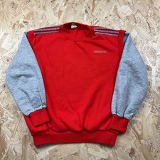 Vintage 1980s Adidas Ventex Sweatshirt Red Grey Made in Tunisia S