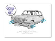 Morris 1100 Mk1 hand-drawn A5 personalised print
