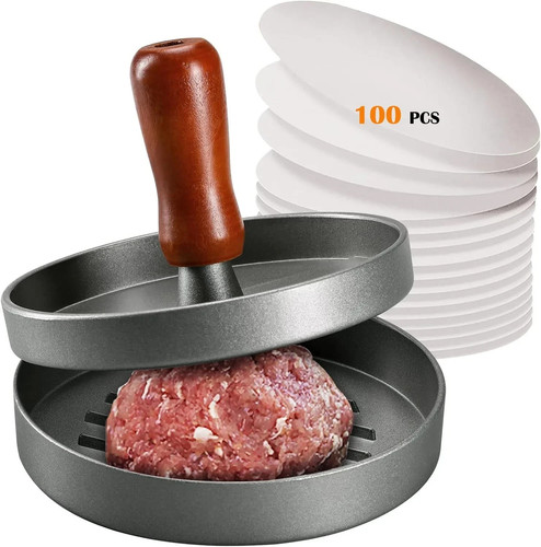 Stainless steel burger press - steel,