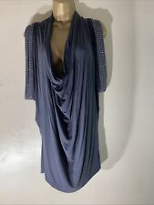 Womens Jane Norman Uk 14 Dark Grey Sleeveless Cowl Neck Studded Blouse Shirt