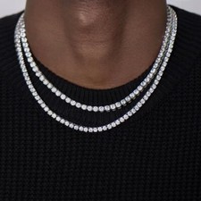 Women Men Gold Silver Tennis Chain 4MM 5MM Hip Hop Iced Out Diamond Necklace