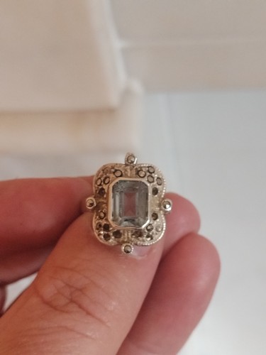 Vintage aquamarine silver ring - aquamarine,