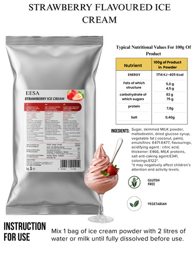 Strawberry ice cream - ice, powder