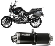 Terminale Scarico Storm by Mivv Oval Nero acciaio per Bmw R 1200 R 2011 > 2014