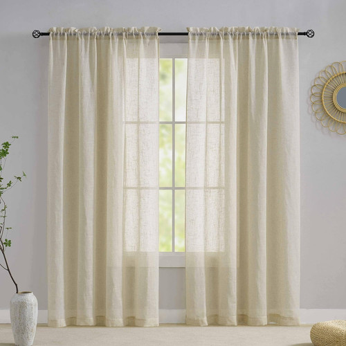 Linen net curtains drop - linen, 96