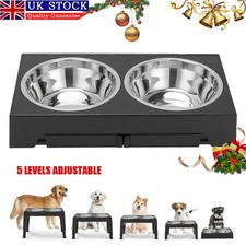Large Dog Food Feeding Stand Station Stainless Steel Double Raised Bowls Feeding