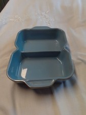 Denby Colonial Blue Divided Vegetable Serving Dish 12.25"