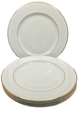 FAIRMONT Eternal Collection, 4pcs GOLD Dinner Plate Set Pure White Porcelain, UK