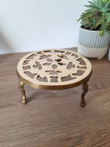 Vintage solid brass trivet - vintage,