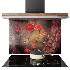 Glass Splashback Kitchen Tile Cooker Panel ANY SIZE Red Roses Flowers 0728