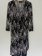 UK 18 FRANK LYMAN DESIGN COLLECTION Ruched Purple Multi Stretchy Mock Wrap US 16