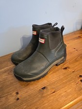 HUNTER Balmoral Field Hybrid Chelsea Rain Boots Size Uk 9 Green Neoprene Rubber