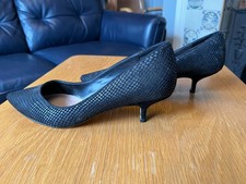 Vintage Dune Womens Shoes Black Leather Court Shoes Kitten heel EU size 40