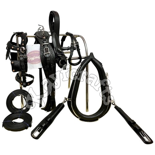 Black leather horse driving - black,