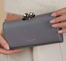 TED BAKER Rosyela Large Bobble grey  leather  Purse in branded box  BNWT