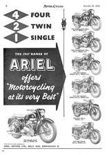 1956 Advert for Range of A.J.S Motorcycles Vintage Original Print Ad Ephemera